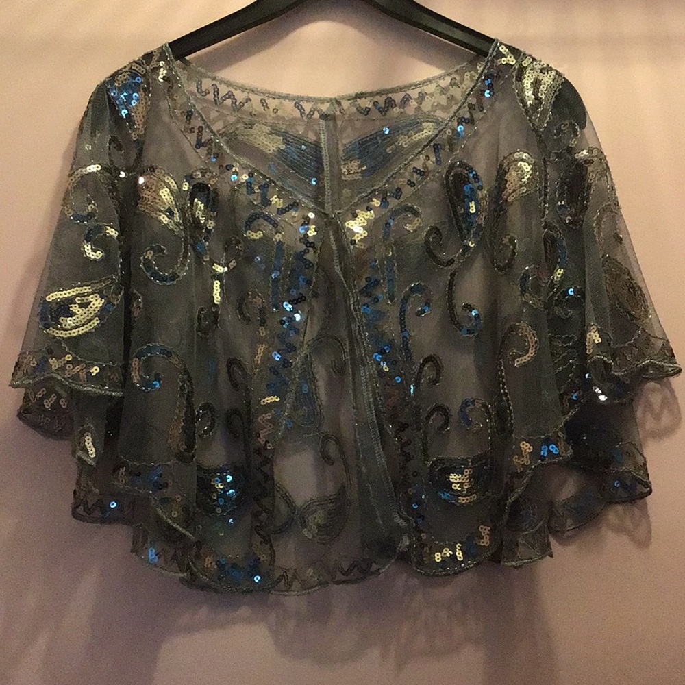 Elegant Blue and Silver Sequined Wrap